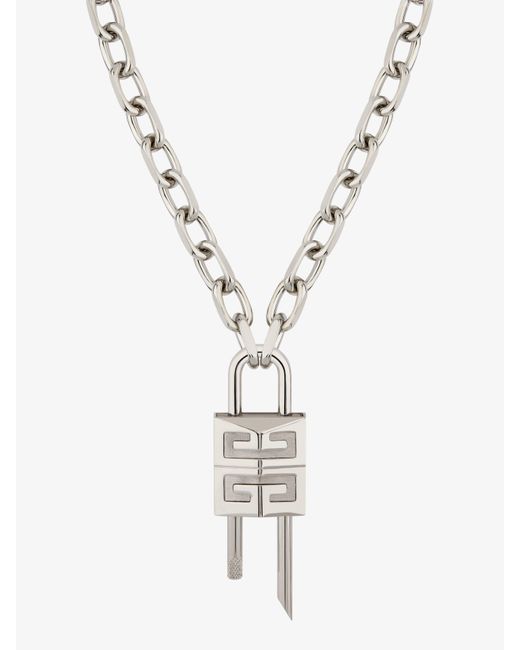 Givenchy White Medium Lock Necklace for men