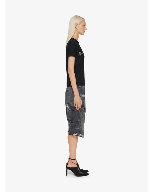 T-shirt ajusté à effet superposé en coton avec tulle 4G Givenchy en coloris Black