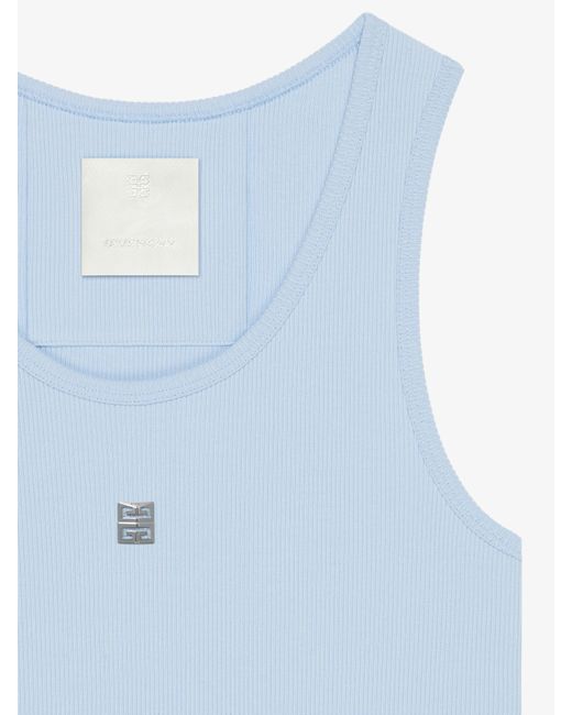 Givenchy Blue Slim Fit Tank Top In Cotton With 4g Detail