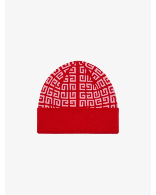 Givenchy Red 4G Jacquard Beanie