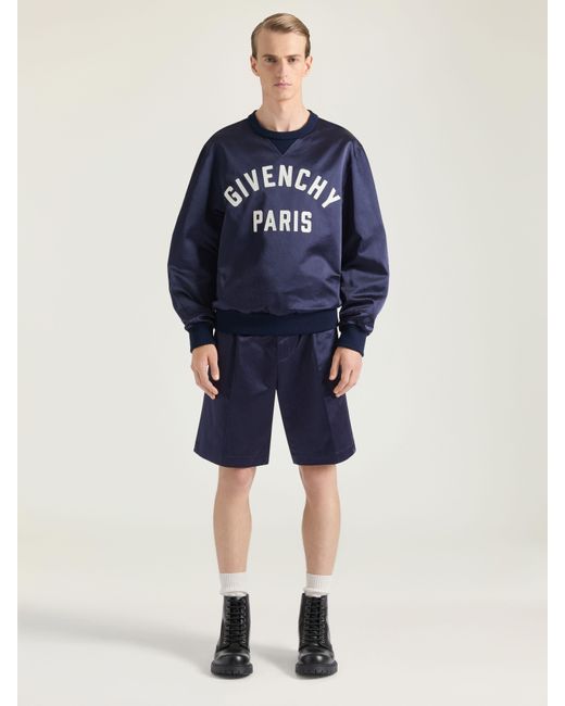 Sweatshirt en satin brodé Paris Givenchy pour homme en coloris Blue