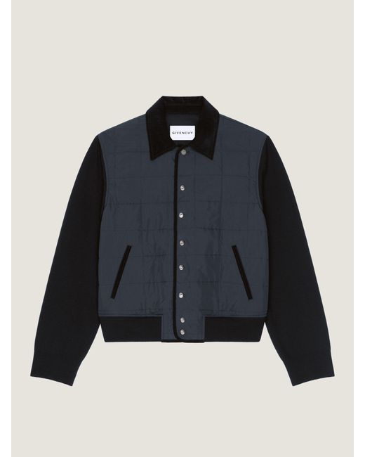 Givenchy Blue Quilted Blouson With Paris Patch for men