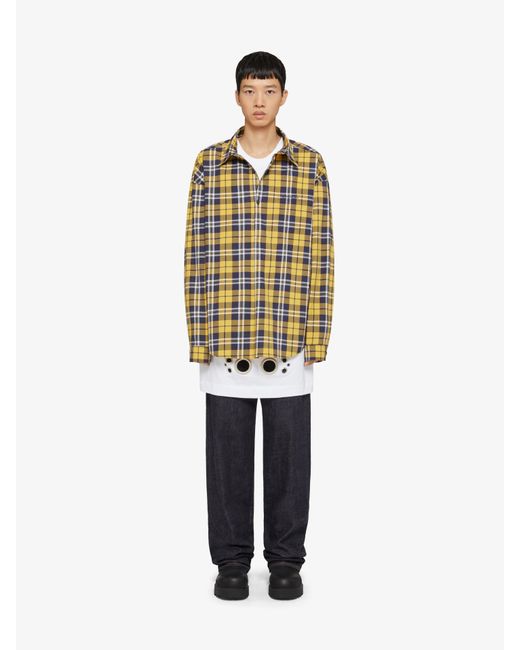 Givenchy Yellow Oversized Asymmetrical Checked Shirt for men