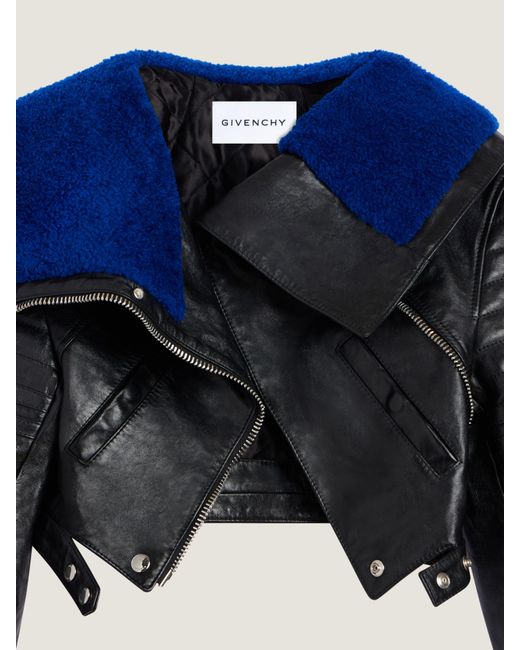 Givenchy Blue Cropped Biker Jacket
