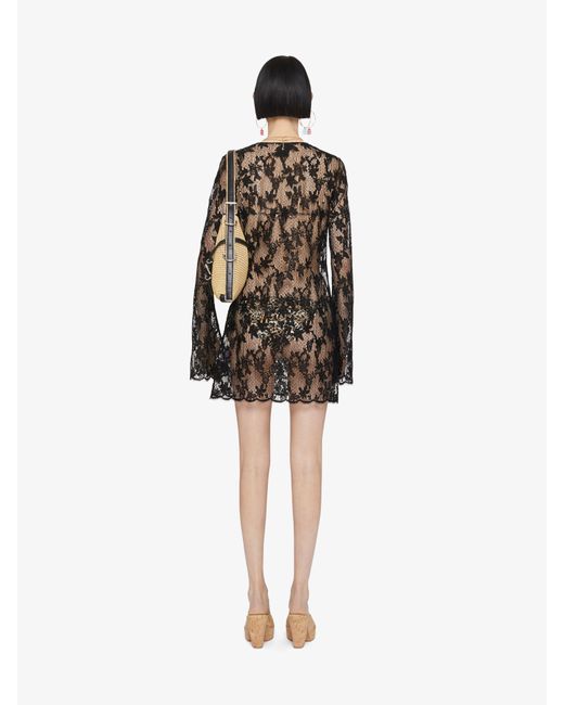Robe en dentelle à détail 4G Givenchy en coloris Black