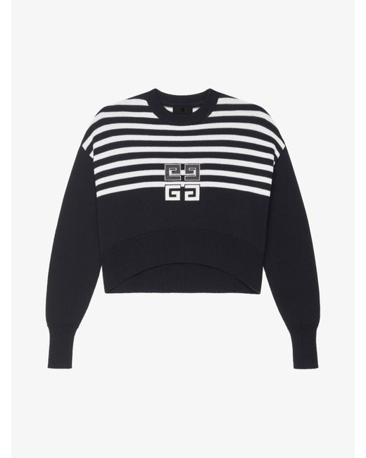 Givenchy Blue 4G Striped Cropped Sweater