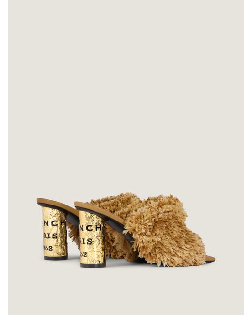 Givenchy Natural Tape Heeled Mules With Raffia-Effect Fringes