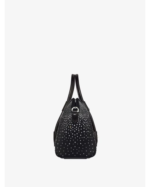 Givenchy Black Mini Antigona Lock Bag In Satin With Strass