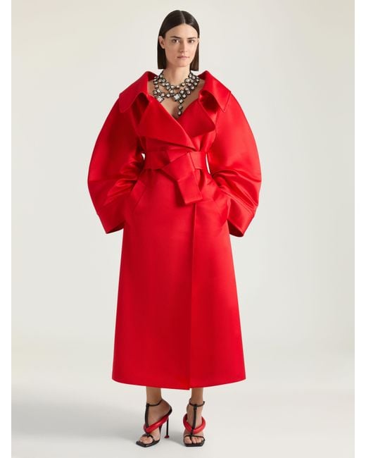 Givenchy Red Long Cocoon Coat