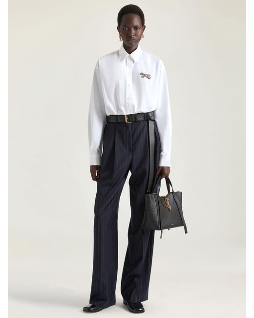 Givenchy Blue Double Pleat Striped Pants