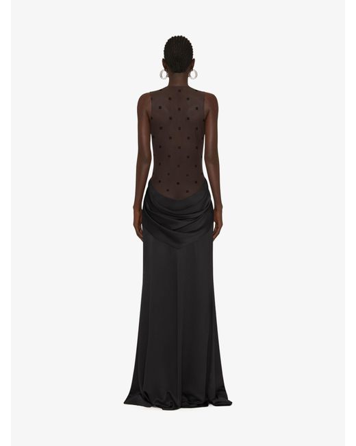 Abito da sera in satin con tulle effetto drappeggiato di Givenchy in Black