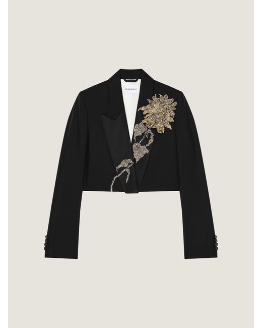 Givenchy Black Cropped Embroidered Jacket