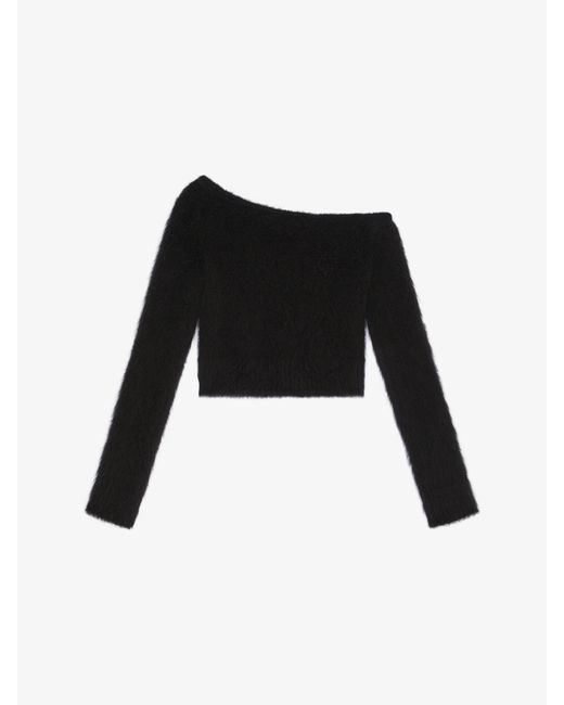 Pull cropped asymétrique en laine d'alpaga Givenchy en coloris Black