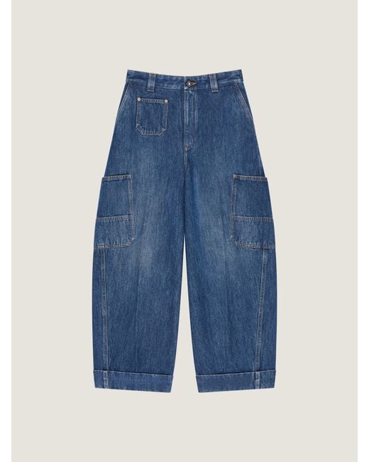 Givenchy Blue Medium Cropped Cocoon Cargo Jeans