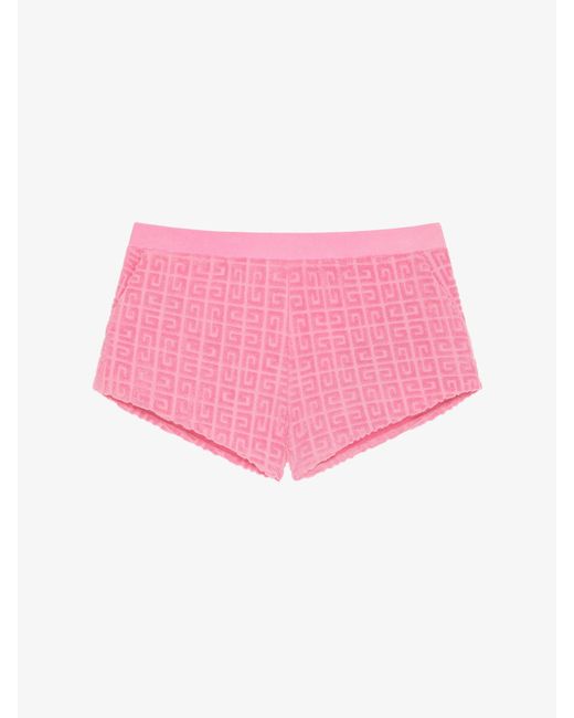 Givenchy Pink Mini Shorts In 4g Cotton Toweling Jacquard