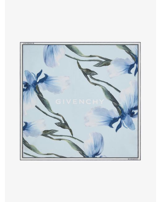 Carré imprimé en soie Givenchy en coloris Blue