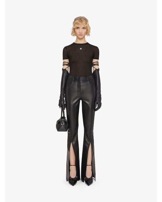 Pantalon boot cut en cuir avec fentes Givenchy en coloris Black