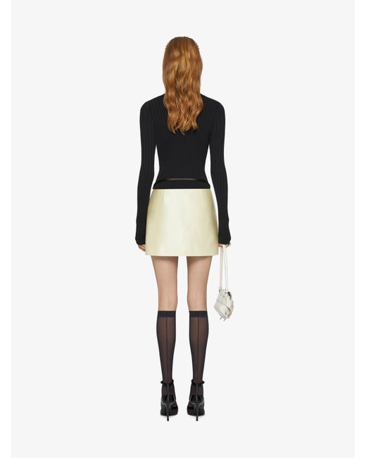 Minigonna a portafoglio Voyou in duchesse di seta di Givenchy in Natural