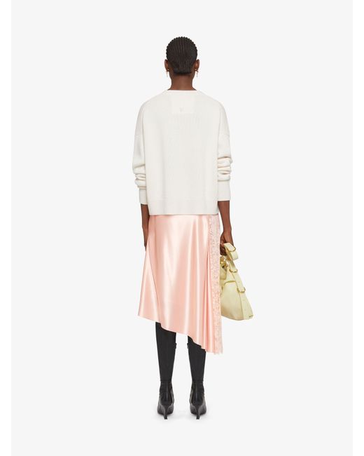 Givenchy Pink Lace Insert Asymmetric Silk Midi Skirt