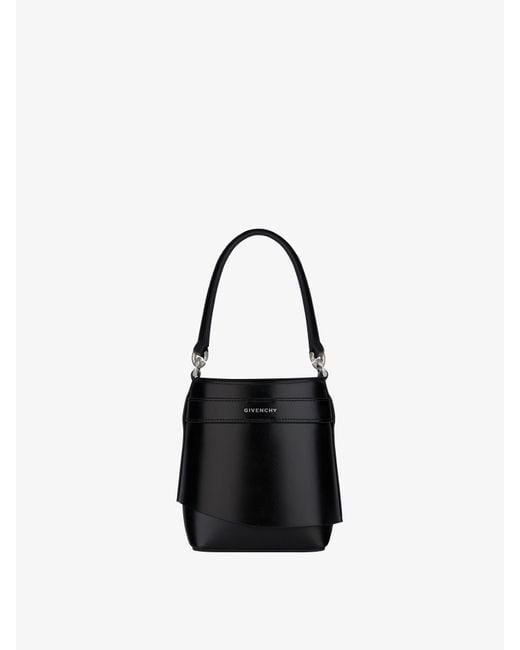 Givenchy Black Micro Shark Lock Bucket Bag In Box Leather