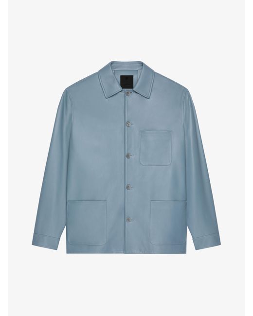 Overshirt in pelle di Givenchy in Blue da Uomo