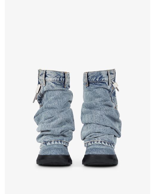 Givenchy Blue Shark Lock Biker Ankle Boots