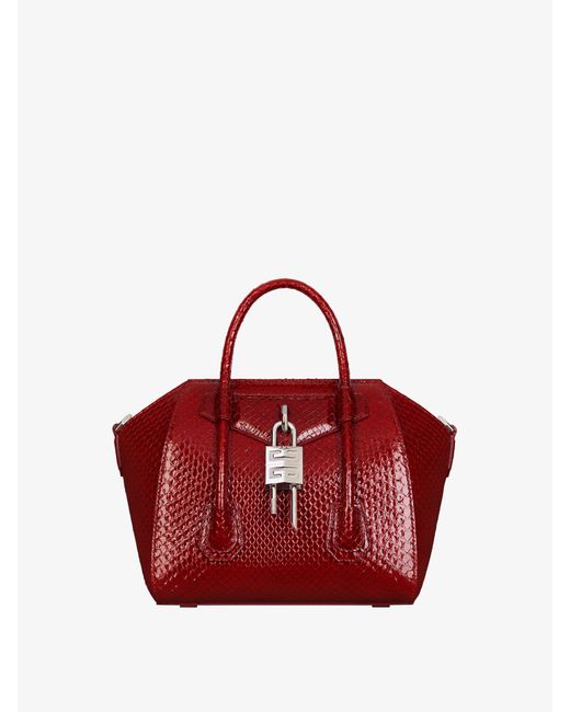 Sac Antigona Lock mini en python Givenchy en coloris Red