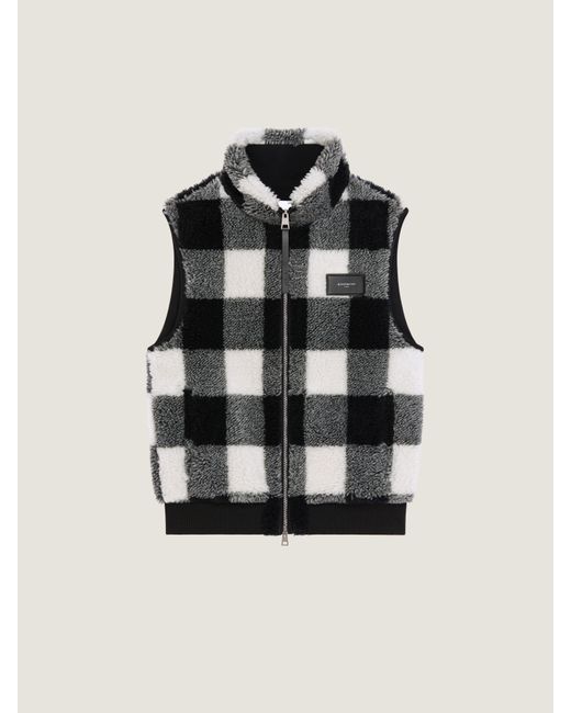 Givenchy Black Checked Sleeveless Fleece Jacket for men
