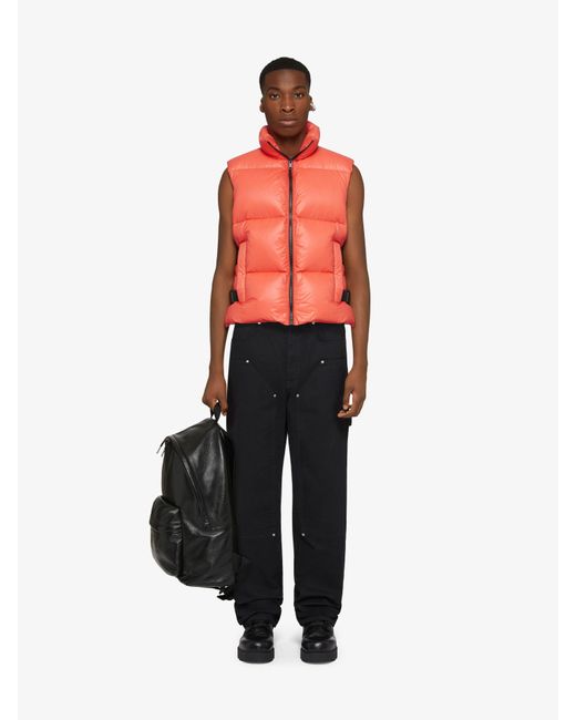 Givenchy Red Sleeveless Puffer Jacket With Buckles for men