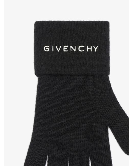 Givenchy Black 4G Wool Knit Gloves for men