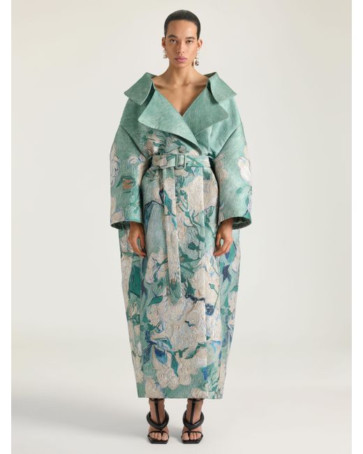Givenchy Green Slashed Long Coat