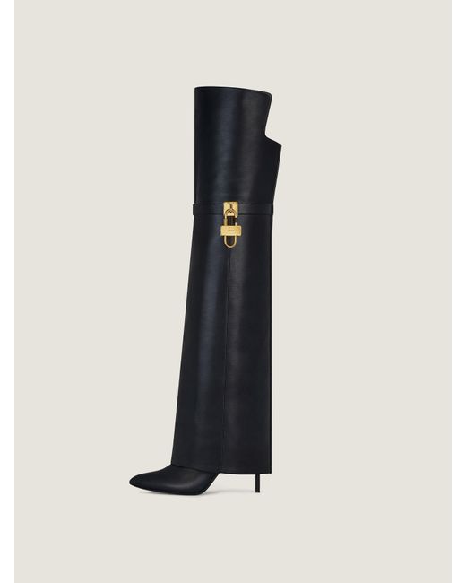 Stivali cuissard Shark Lock Stiletto in pelle di Givenchy in White