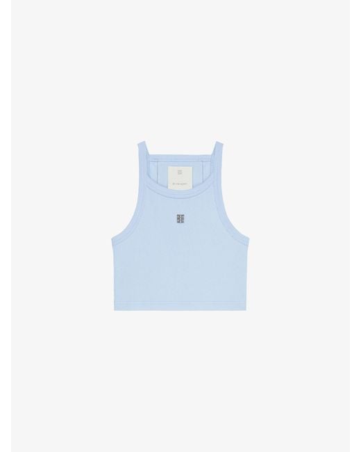 Givenchy Blue Cropped Tank Top In Cotton With 4g Detail