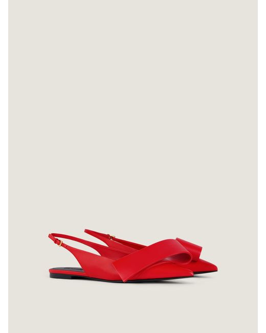 Givenchy Red Twisted Ribbon Flat Slingbacks