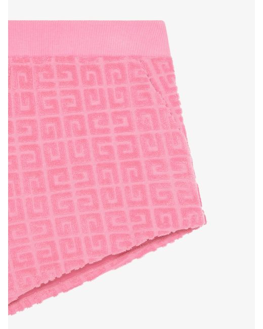 Short en coton éponge 4G Givenchy en coloris Pink
