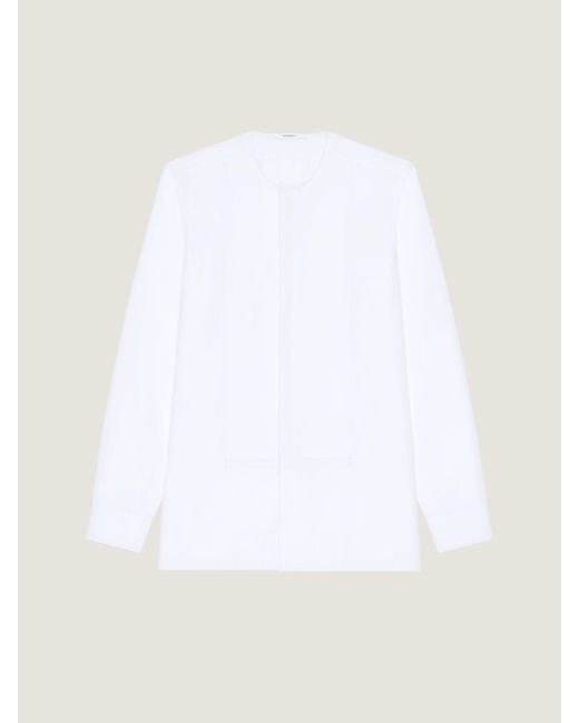 Givenchy White Collarless Tuxedo Shirt for men