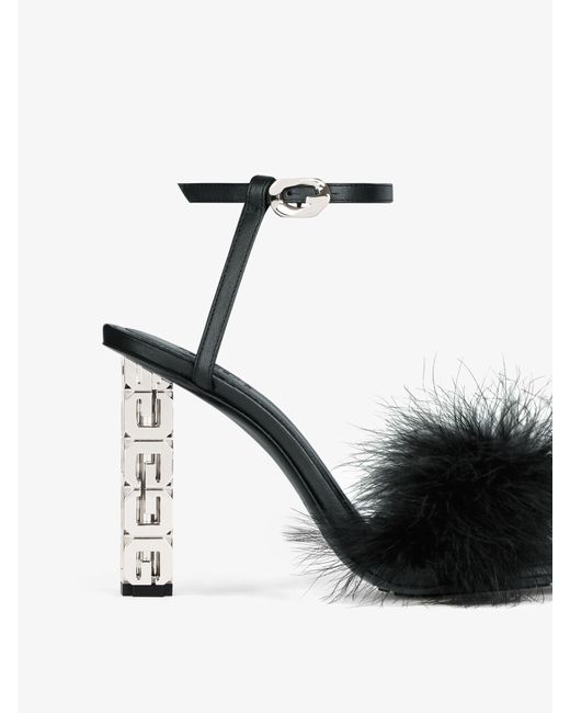 Givenchy Black G Cube Feather And Leather Sandals