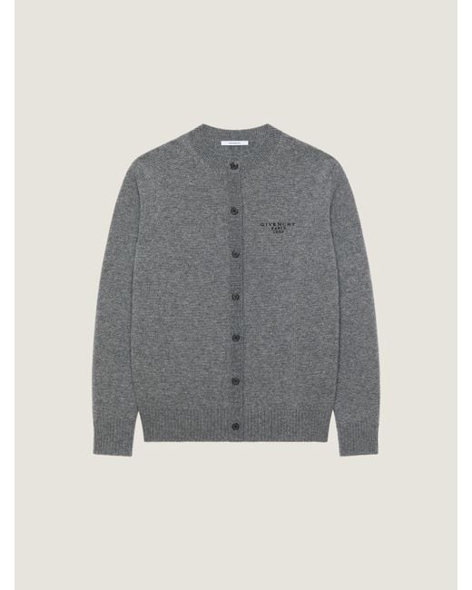 Cardigan in lana e cachemire con Paris 1952 di Givenchy in Gray