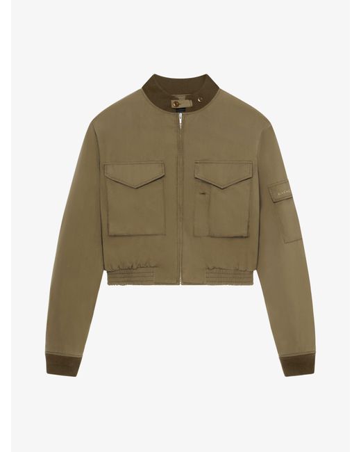 Givenchy Green Cropped Bomber Jacket for men