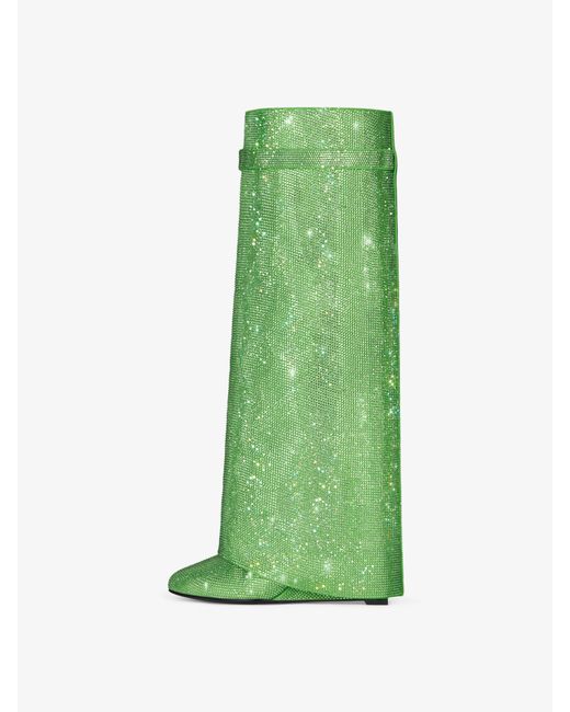 Bottes Shark Lock en satin avec strass Givenchy en coloris Green