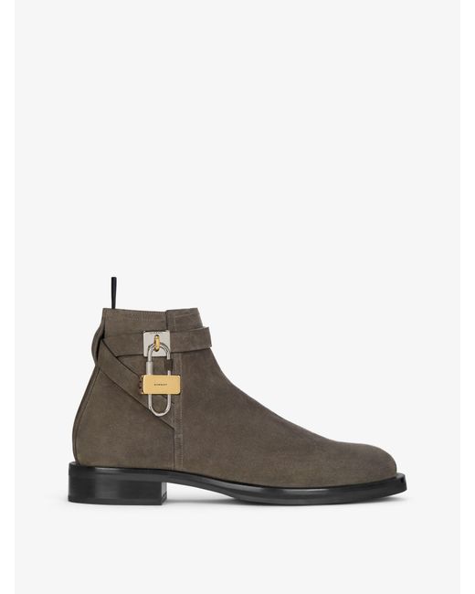 Givenchy Gray Lock Ankle Boots for men