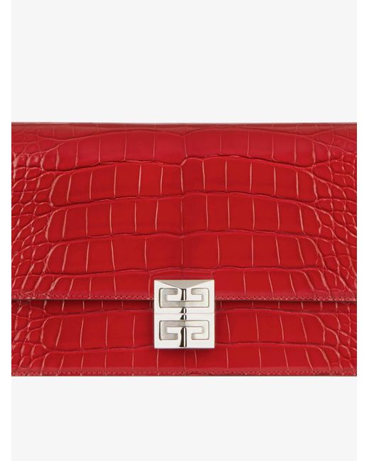 Givenchy Red 4g Medium Bag In Alligator With Chain