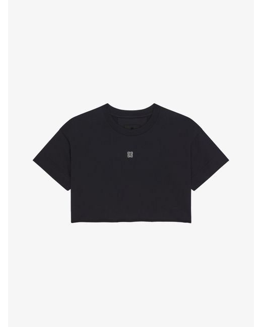 Givenchy Blue Cropped T-shirt In Cotton