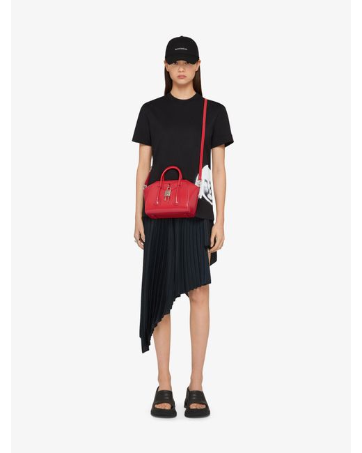 Givenchy Red Mini Antigona Lock Bag In Box Leather