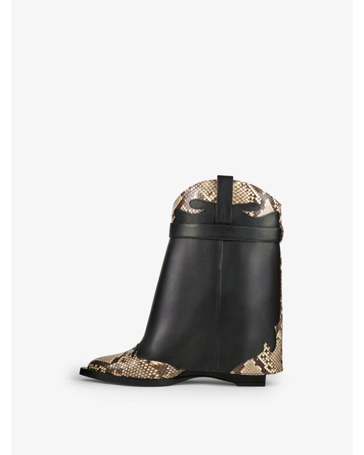 Givenchy Black Shark Lock Cowboy Ankle Boots
