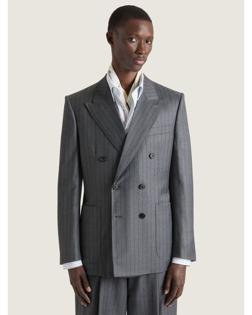 Givenchy Blue Double-Breasted Fitted Striped Jacket for men