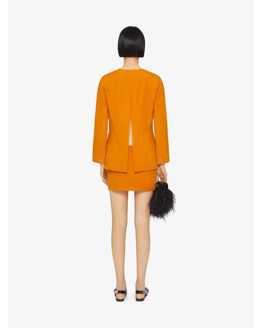 Mini jupe en lin et soie à détail 4G Givenchy en coloris Orange