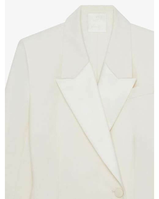 Giacca slim in lana e mohair con collo in satin di Givenchy in White