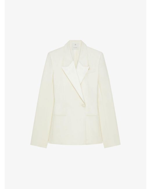 Veste slim en laine et mohair à col satin Givenchy en coloris White
