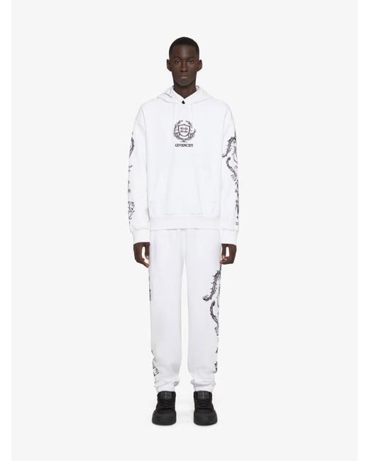 Givenchy White Crest Boxy Fit Hoodie for men